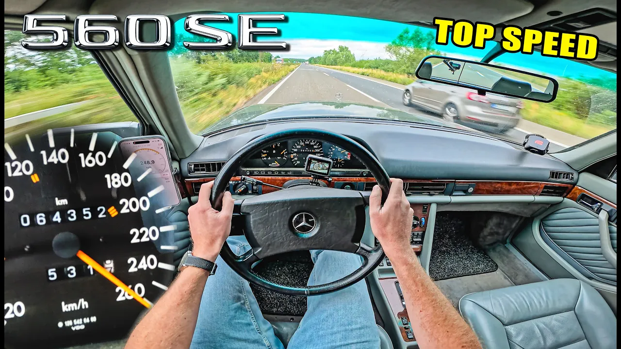 1988 Mercedes Benz 560SE 0-100 100-200 & TOP SPEED on AUTOBAHN