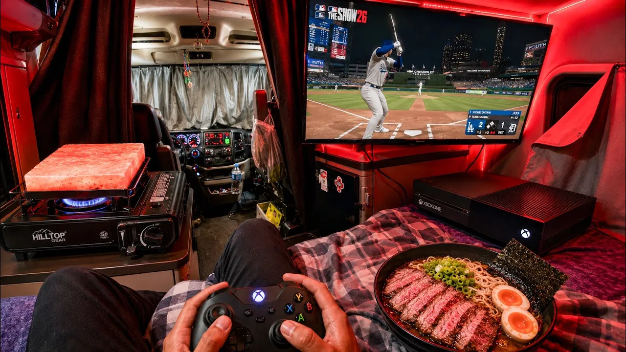 2 Days on The Road in 105 Degree Weather w/ My Xbox & Steak Ramen on Hot Rock