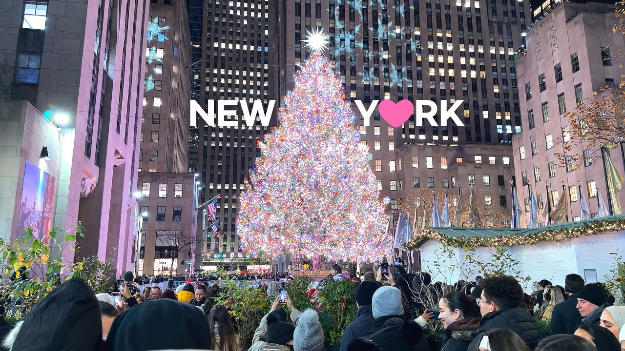 [4K] 🇺🇸 NYC Christmas Lights & Festive Walk 🎄💂🏼 — Rockefeller Center Christmas Tree (Dec. 2025)