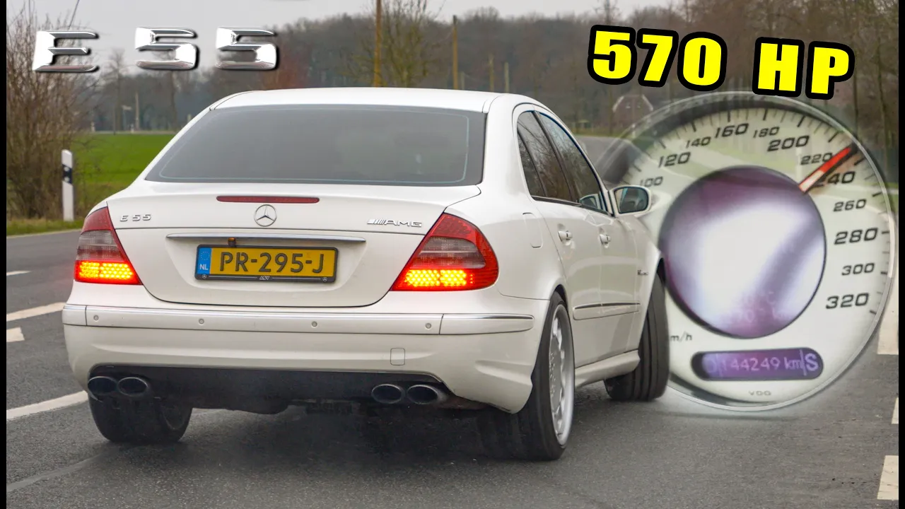 570HP Mercedes E55 AMG 100-200 KM/H on AUTOBAHN