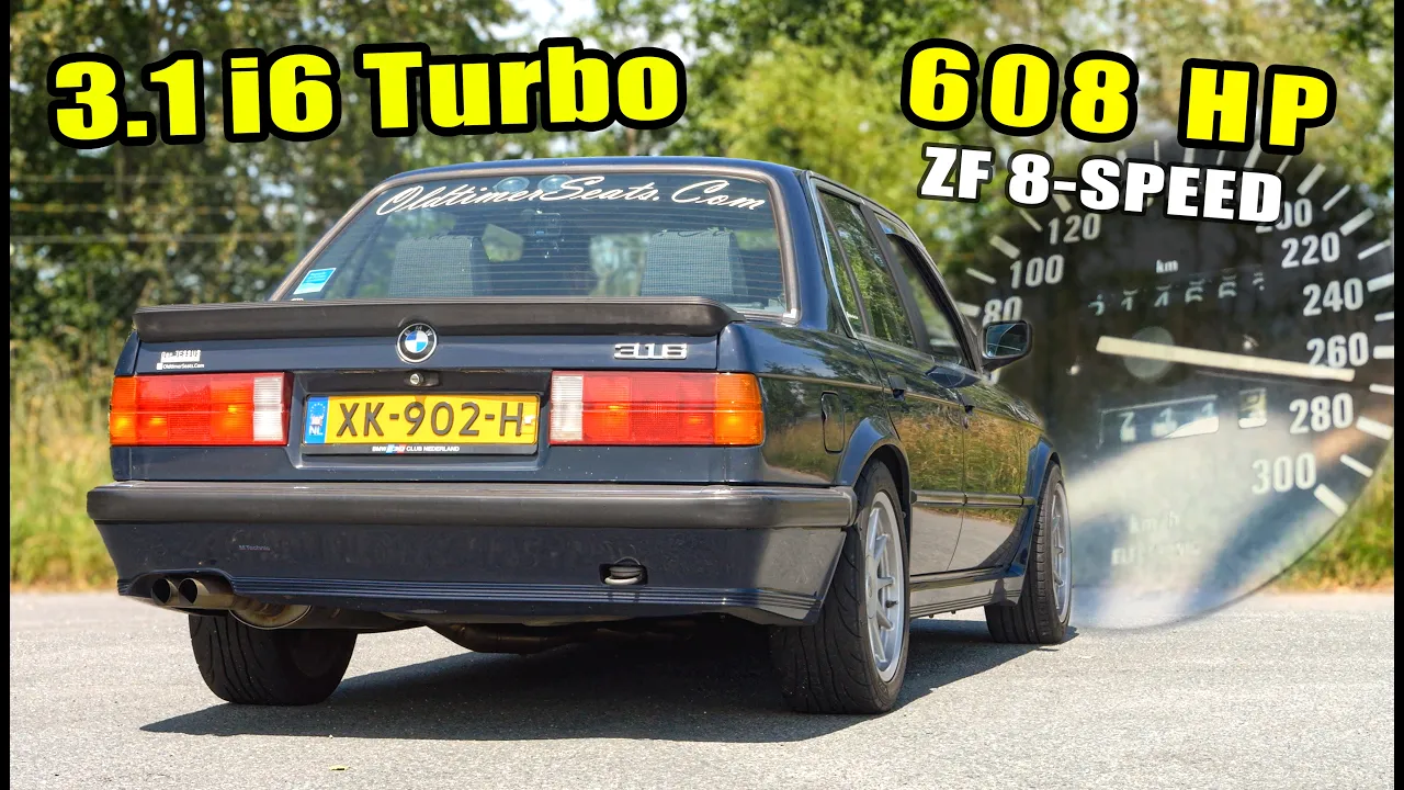 608HP BMW E30 3.1 M52 BIG TURBO with ZF 8-SPEED is MENTAL! SOUND POV & ACCELERATION on AUTOBAHN