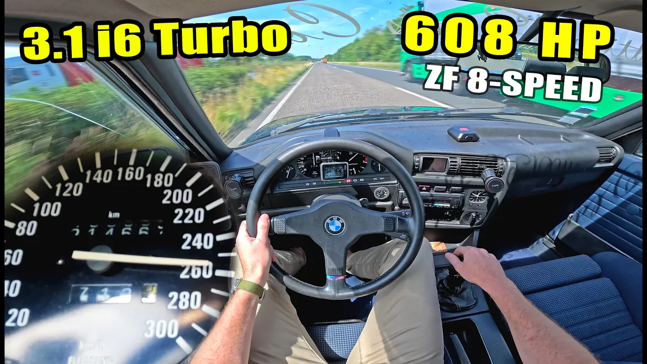 608HP BMW E30 M52 TURBO is MIND BLOWING!! on the AUTOBAHN