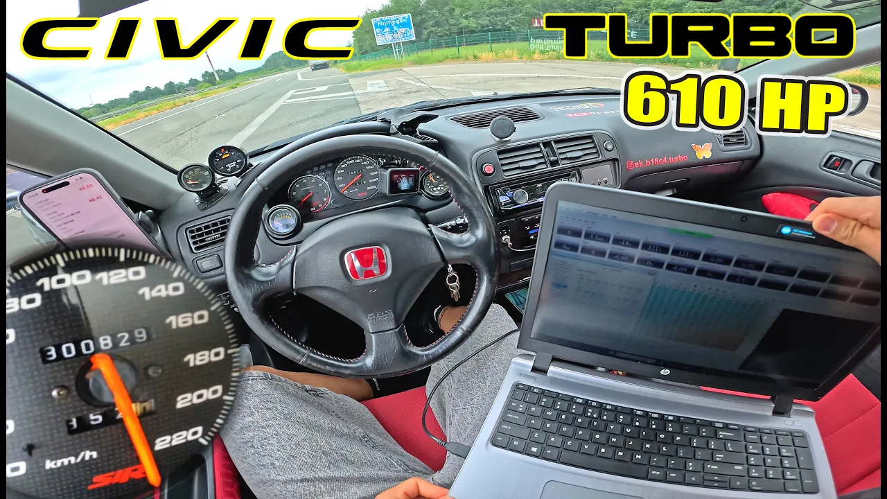 610HP Honda Civic EK STRUGGLING to put the POWER DOWN on AUTOBAHN