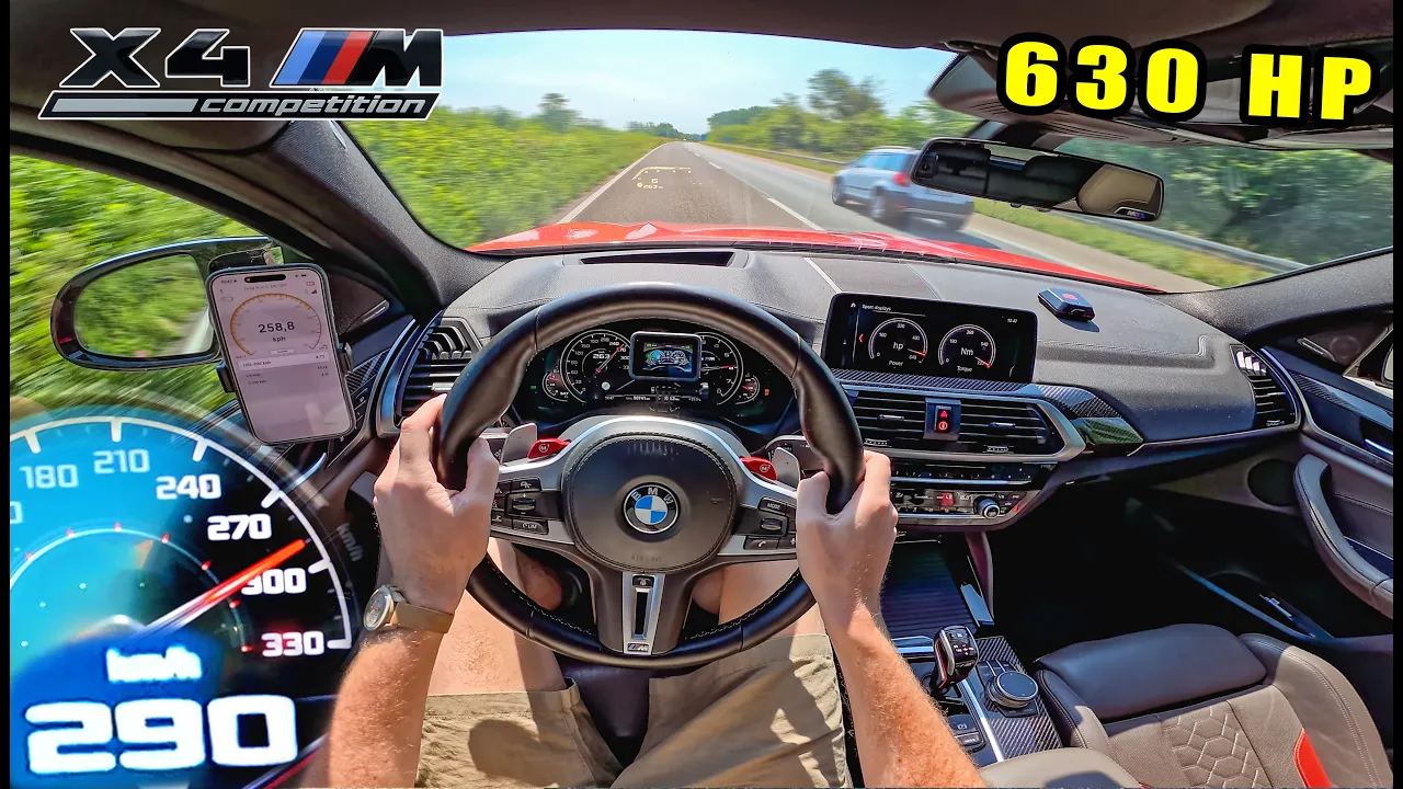 630HP BMW X4M Competition // 0-100 100-200 & 290KM/H POV on AUTOBAHN