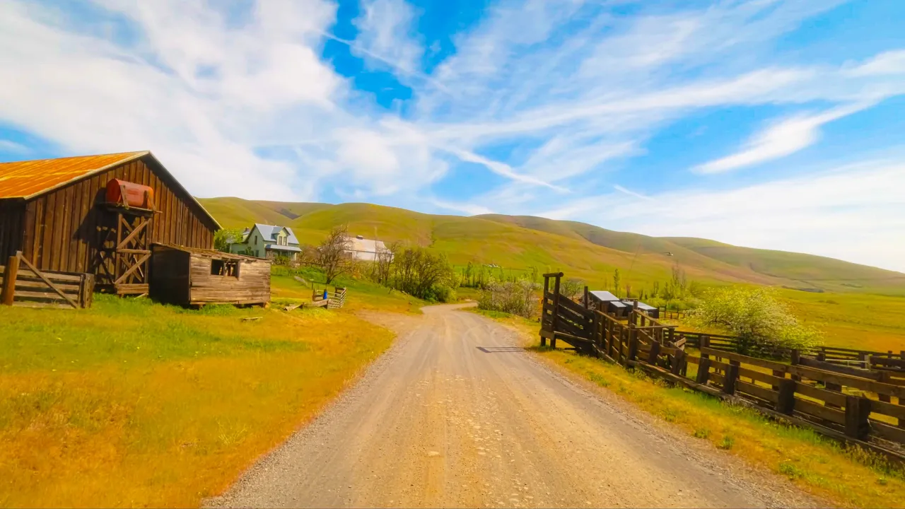 8K Scenic Drive Through Dalles Mountain Ranch Road | Spring in Columbia River Gorge | Real Sounds