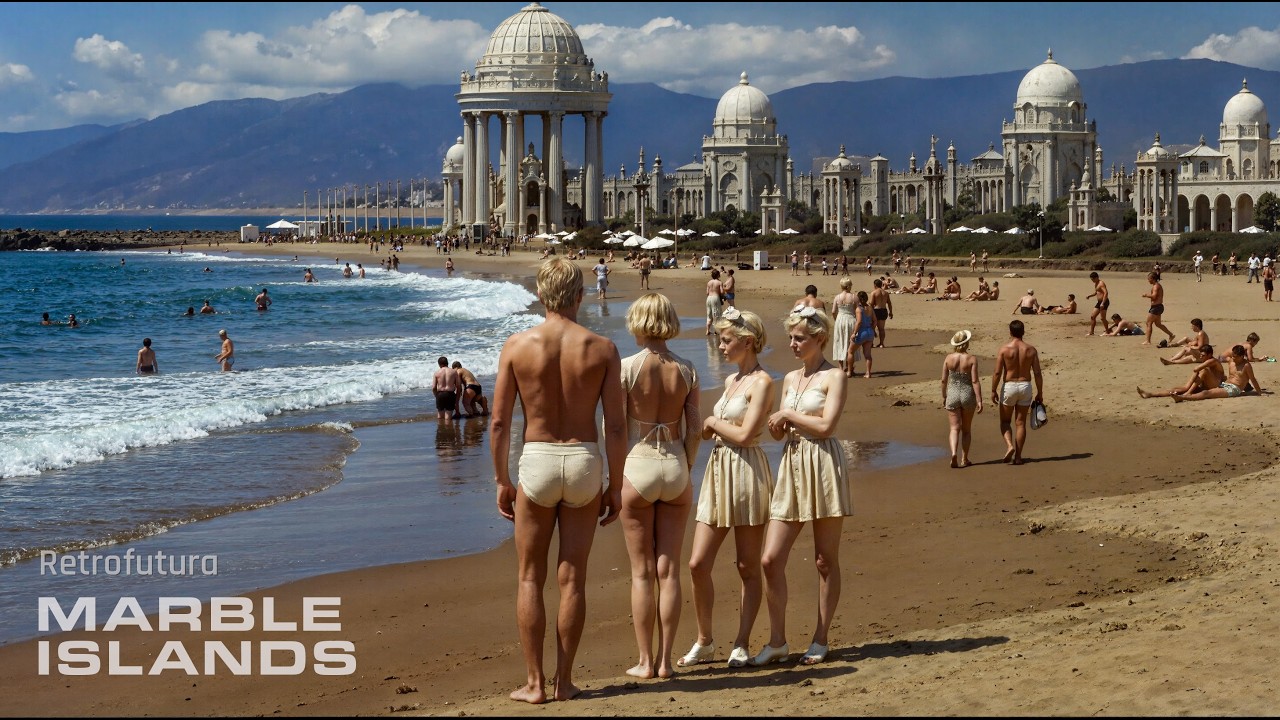 A Solarpunk Dream of Marble Islands | AI 4K — Retrofutura