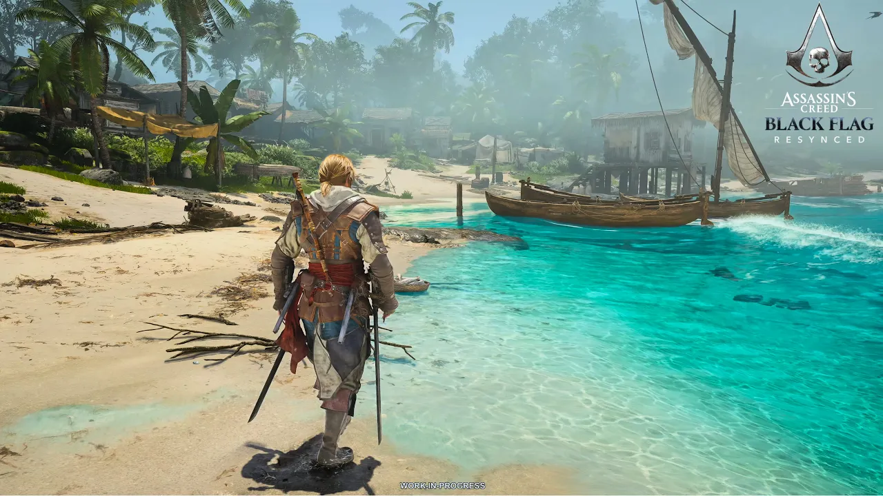 AC Black Flag Resynced | 50 Min Pure Caribbean Atmosphere 4K (Walk & Sail)