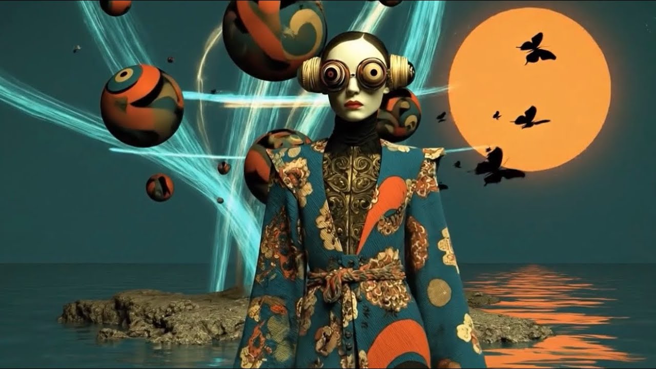 AI Animated Surreal Scenes in Teal and Red