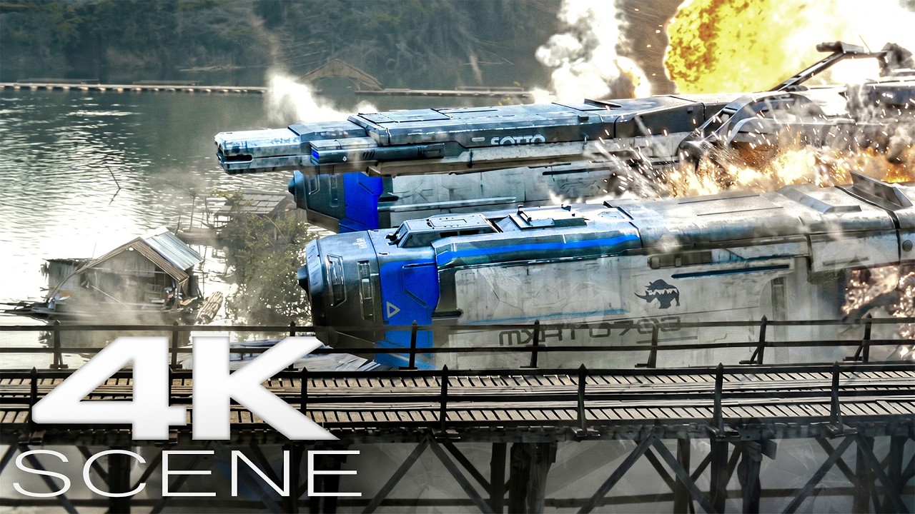 AI Ship Assaults Rebel Village (4K Blu-ray) Fight Scene | The Creator Clip UHD