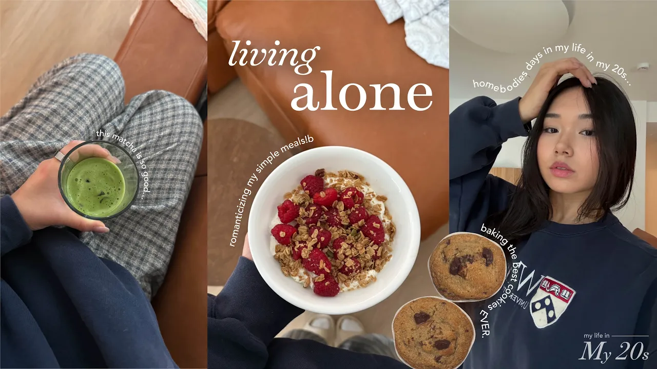 alone in my 20s 🍪🧺 | apt organization, baking cookies, matcha & so much food :)