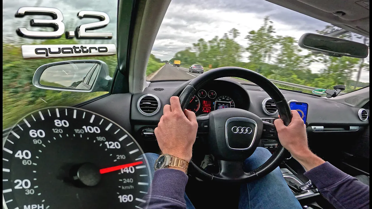 AUDI A3 3.2 VR6 ONBOARD on AUTOBAHN