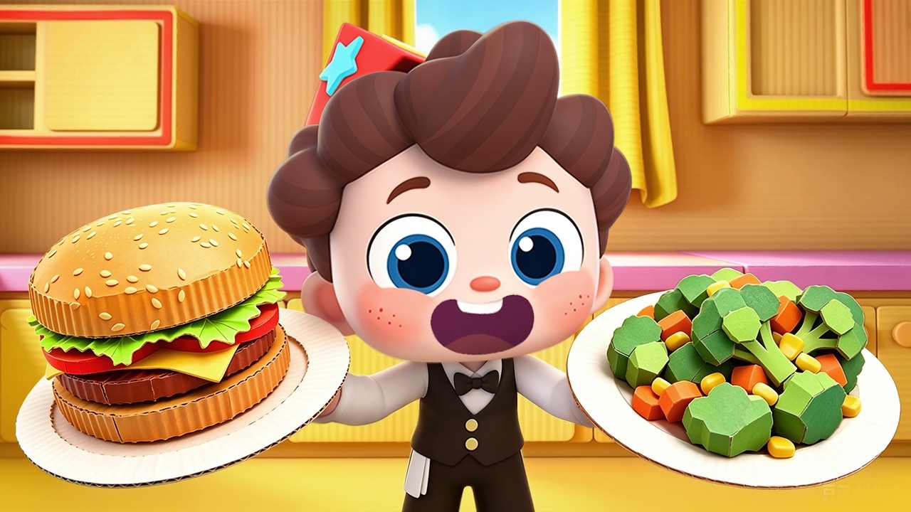Baby Opens a Cardboard Restaurant | Healthy Habits | Preschool Songs | BabyBus