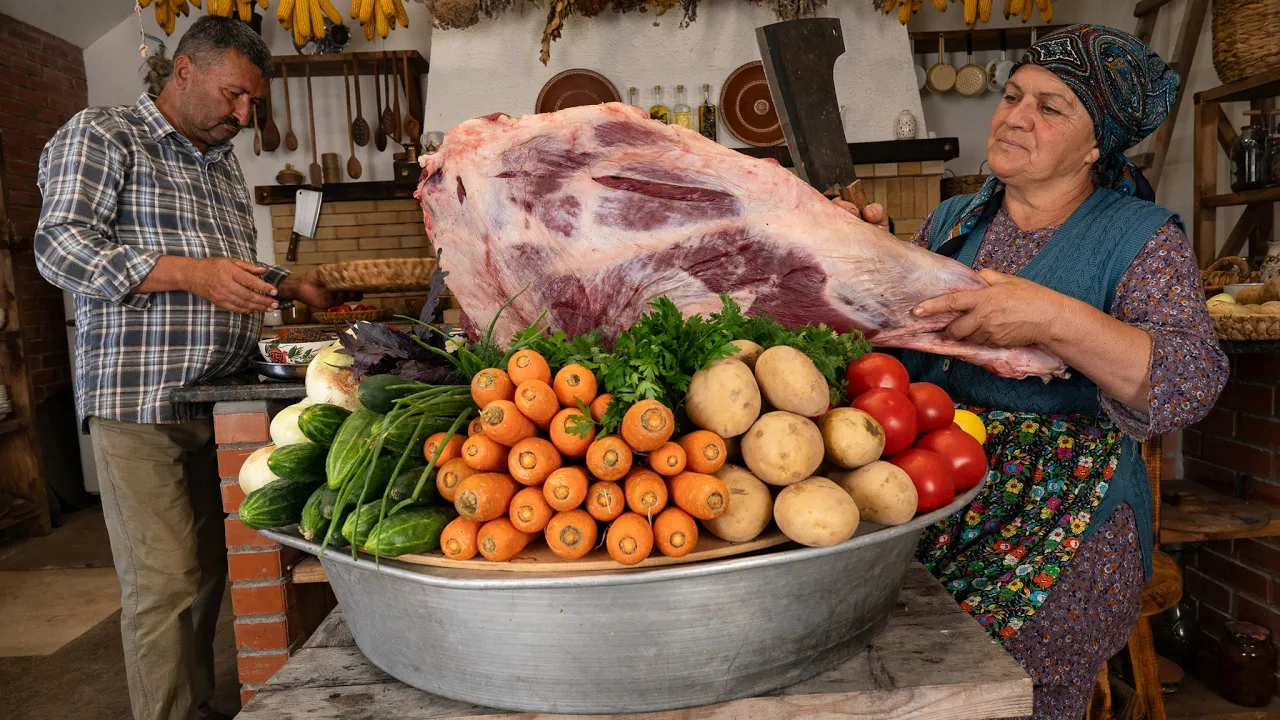Beef Leg Preservation for the Winter - Village Cooking 🥩🌾