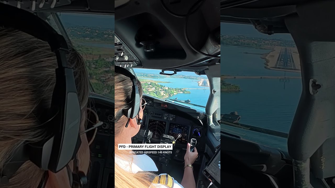 Boeing 737 Insane landing Corfu Airport Runway 34 Greece | Airline pilot life | Cockpit View