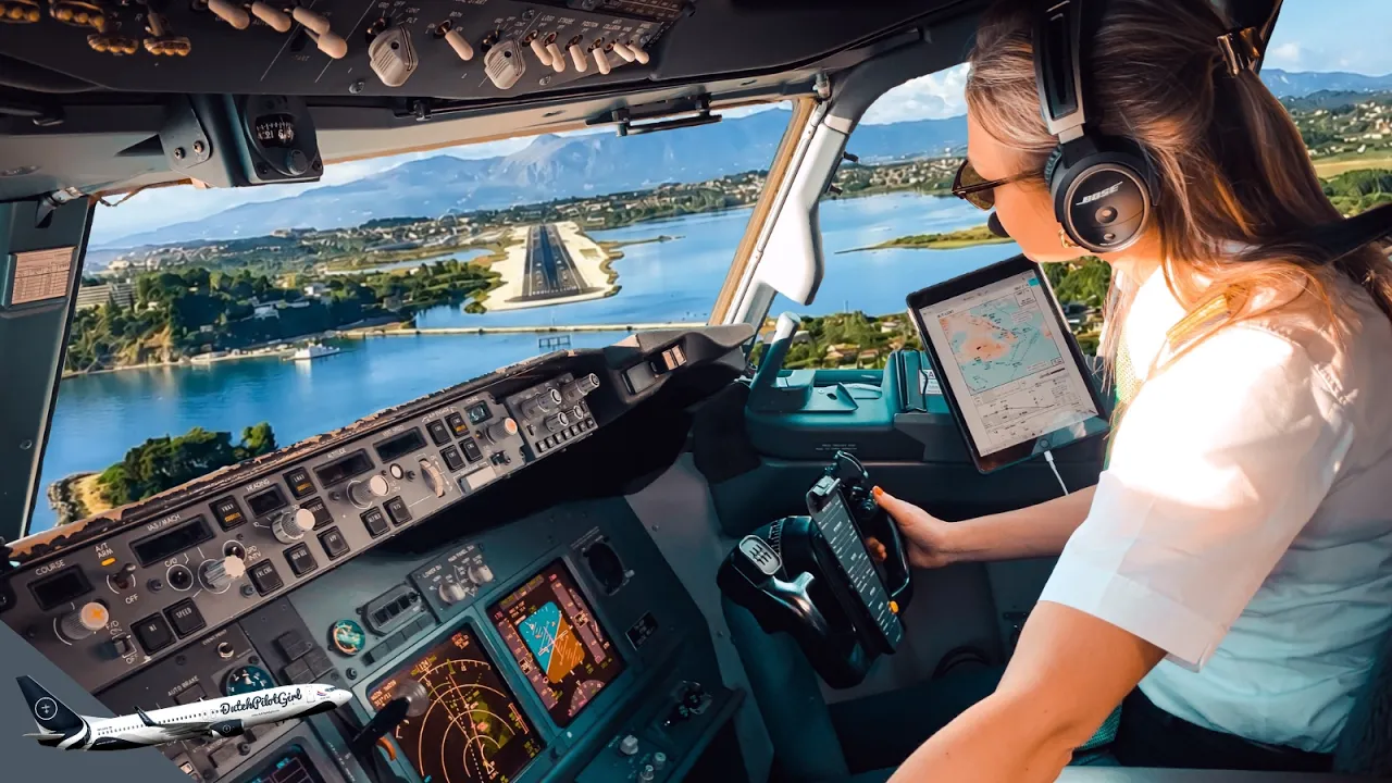 BOEING 737 INSANE Landing in Corfu, Greece | Runway 34 | Cockpit View