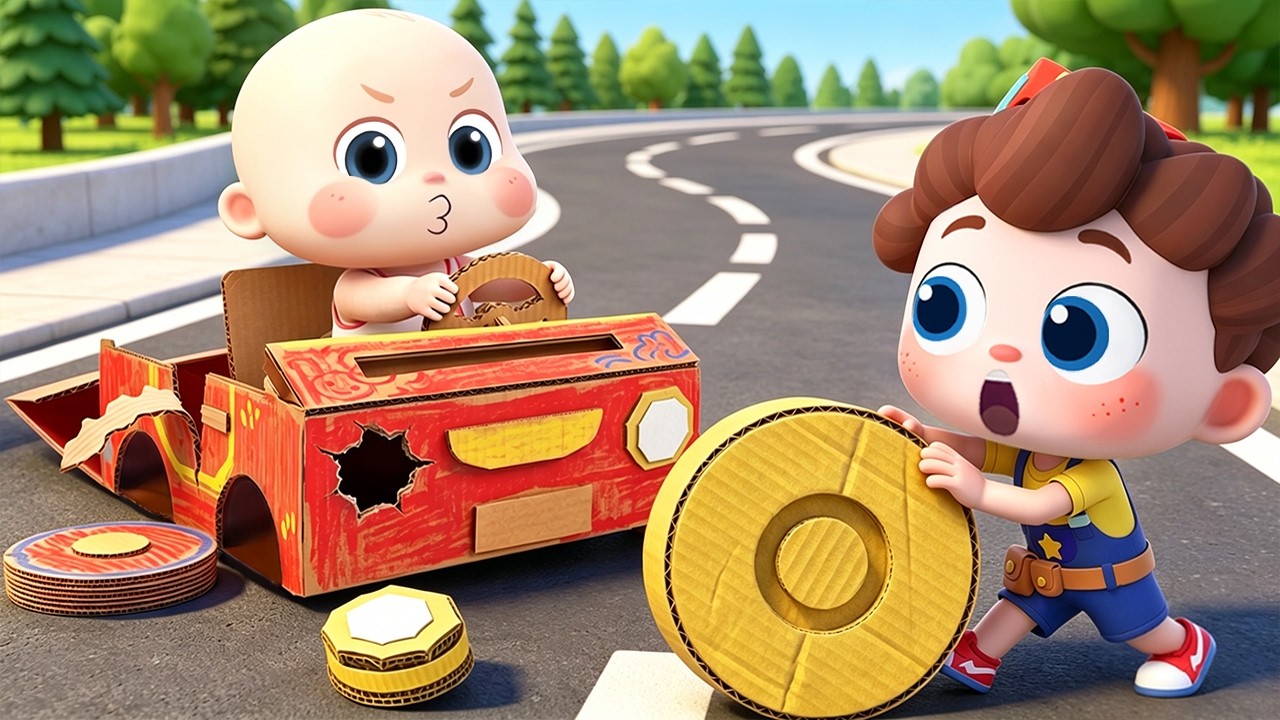 Cardboard Car Adventure | Learn Vehicles for Preschoolers | Preschool Songs | BabyBus
