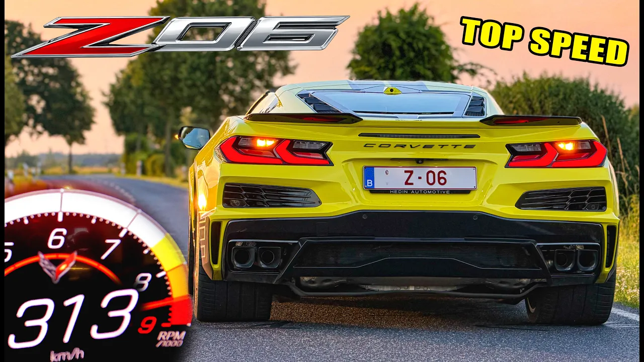 CORVETTE C8 Z06 8600RPM V8 SOUND 0-100 100-200 & TOP SPEED FLY BY on AUTOBAHN