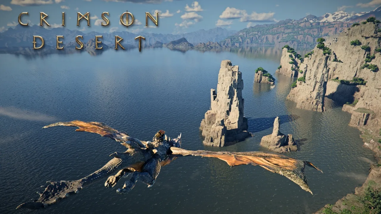 Crimson Desert | Dragon Flight Around the Entire Map | 4K Music & Ambience