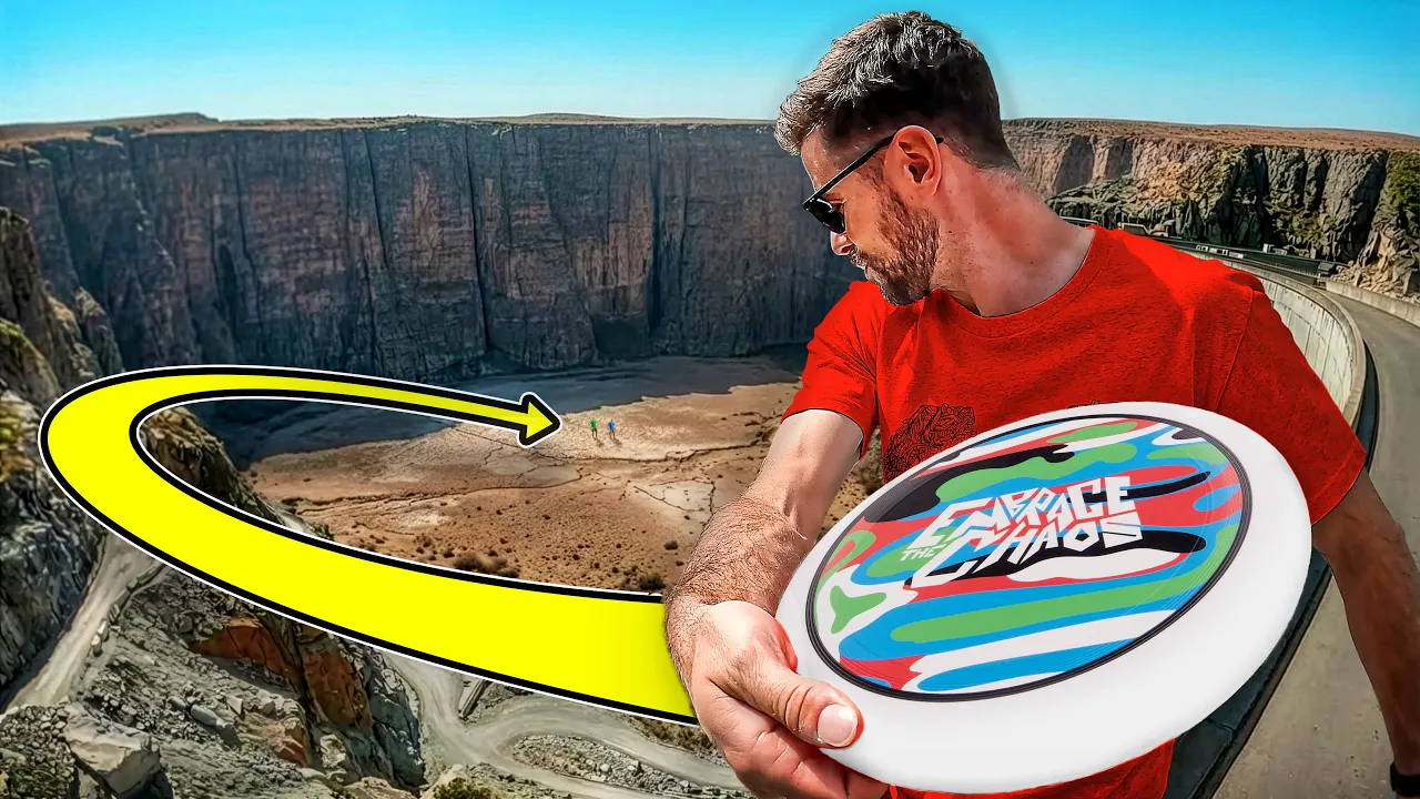 Extreme Frisbee Catching From Huge Quarry!