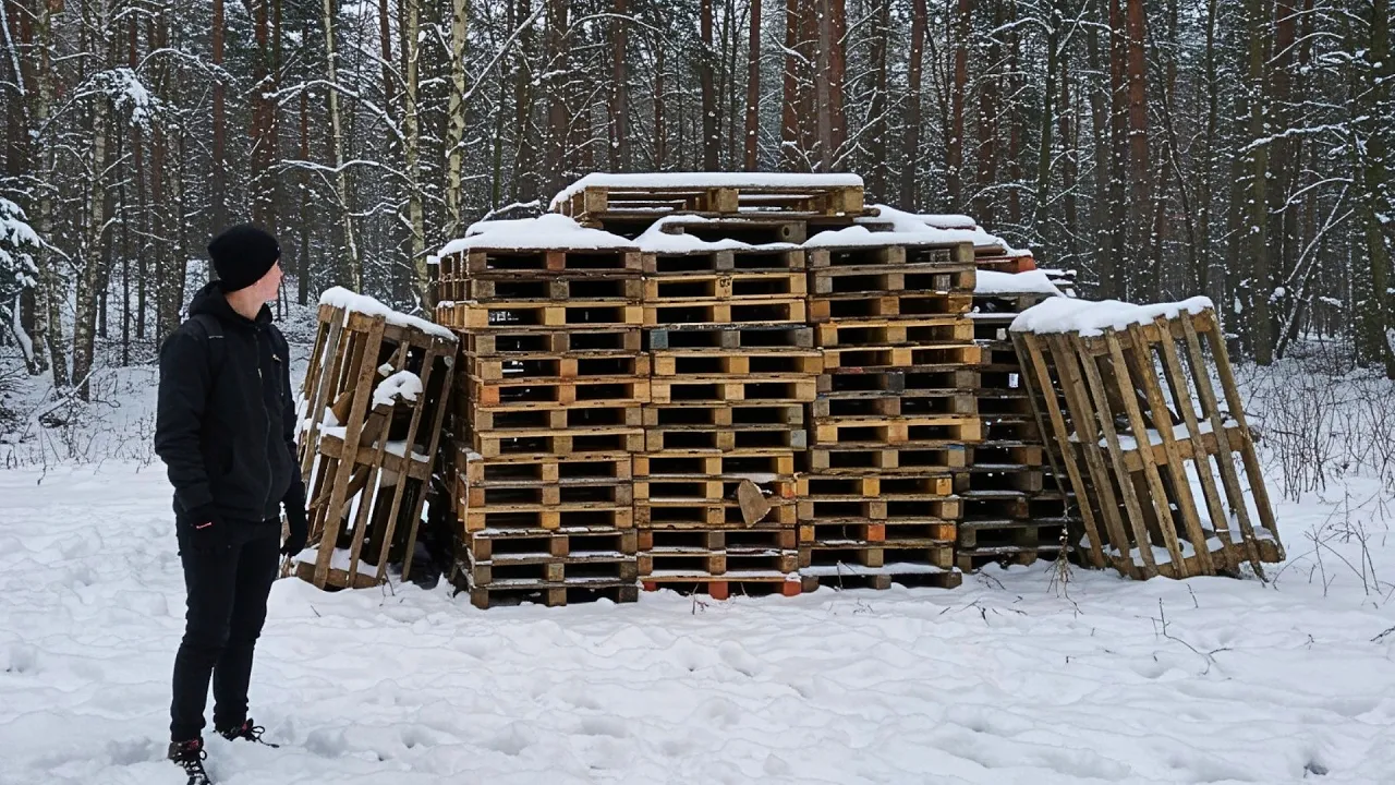 From ABANDONED PALLETS to a SNOW CABIN in the Forest | by ‪@lesnoy‬