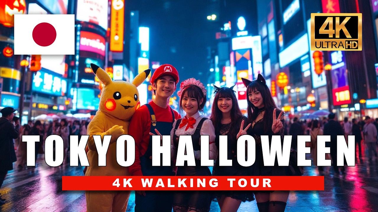 🎃 Halloween in Tokyo 2025 4K HDR | Shibuya Crossing Costume Chaos & Neon Rain