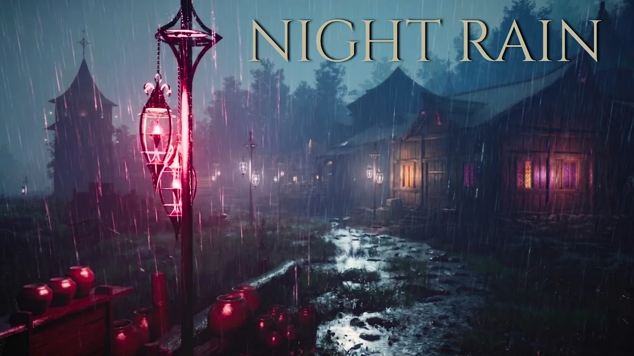 Heavy Rain Night Walk in Crimson Desert | 4K
