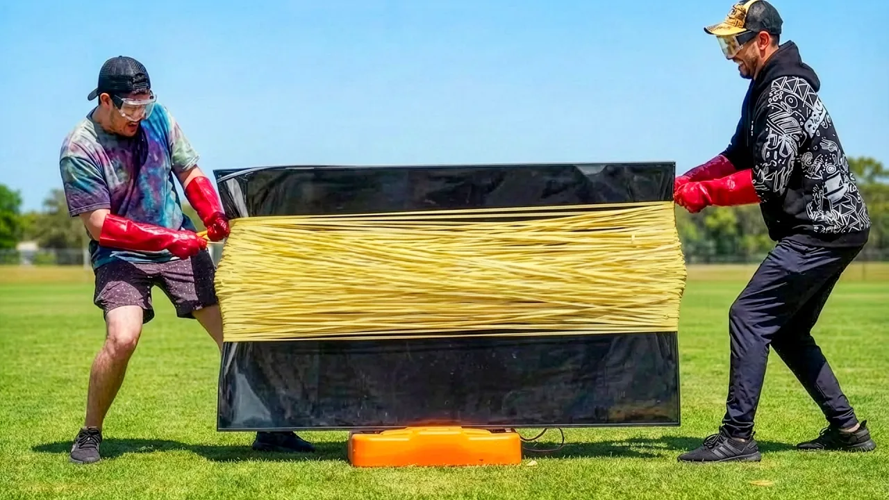 How Many Rubber Bands Crush This TV?