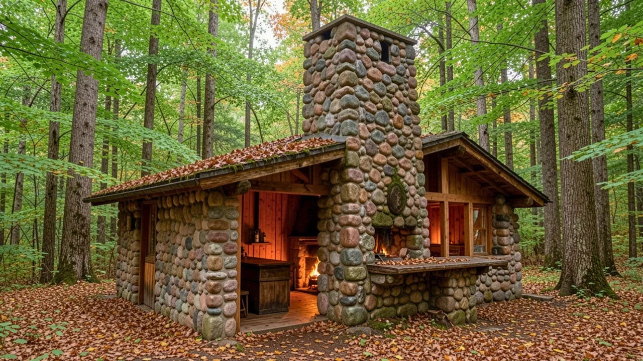How This Man Built a Stone House in the Forest with Primitive Engineering