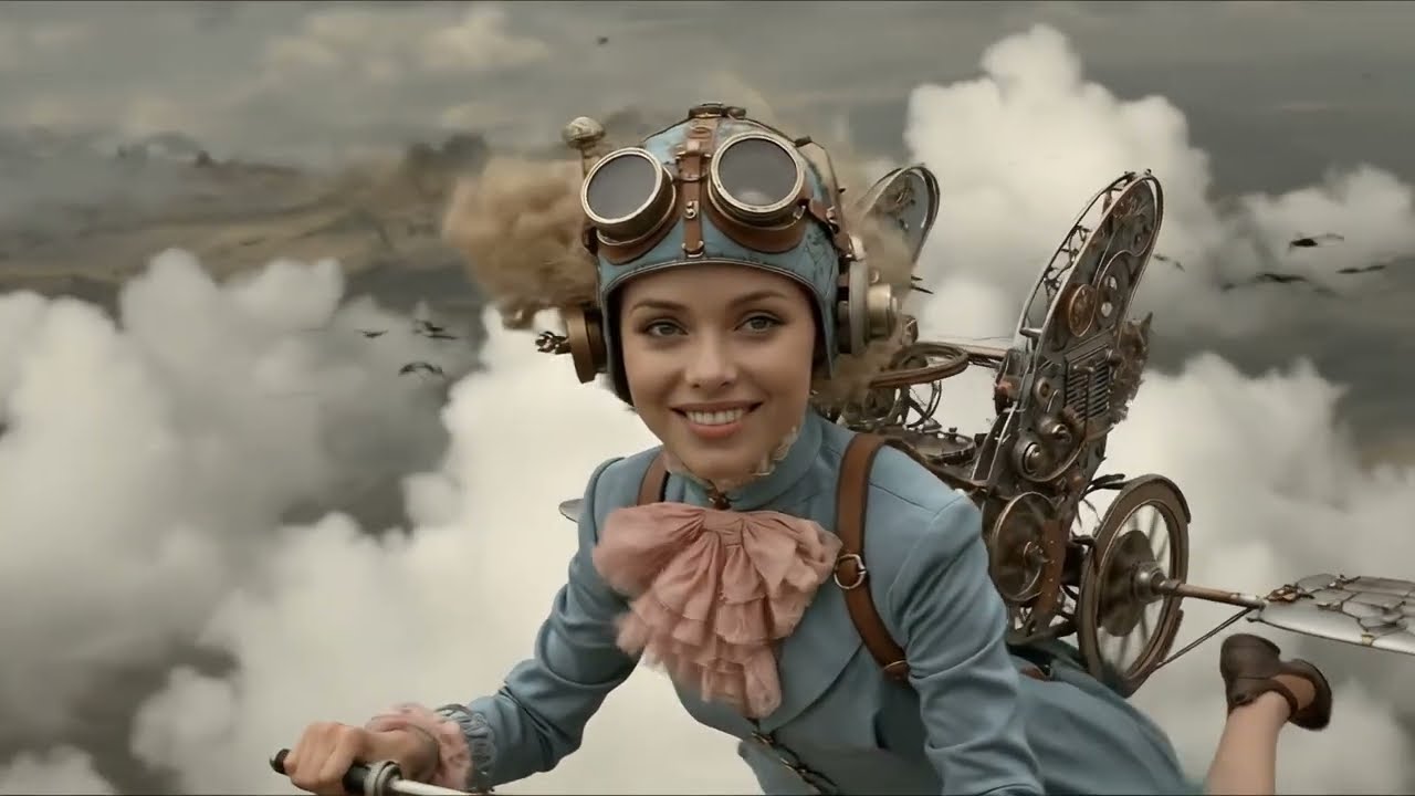 In Surreal Steampunk World | Sky Bikes & Dancing Wheels | AI Short Film 4K