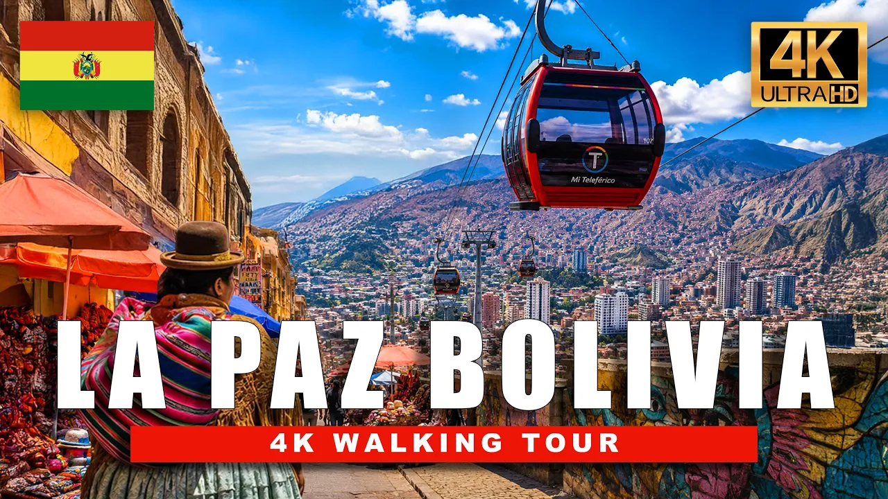 La Paz, Bolivia Walking Tour 🇧🇴 | Markets, Cable Cars & Everyday City Life (4K HDR)