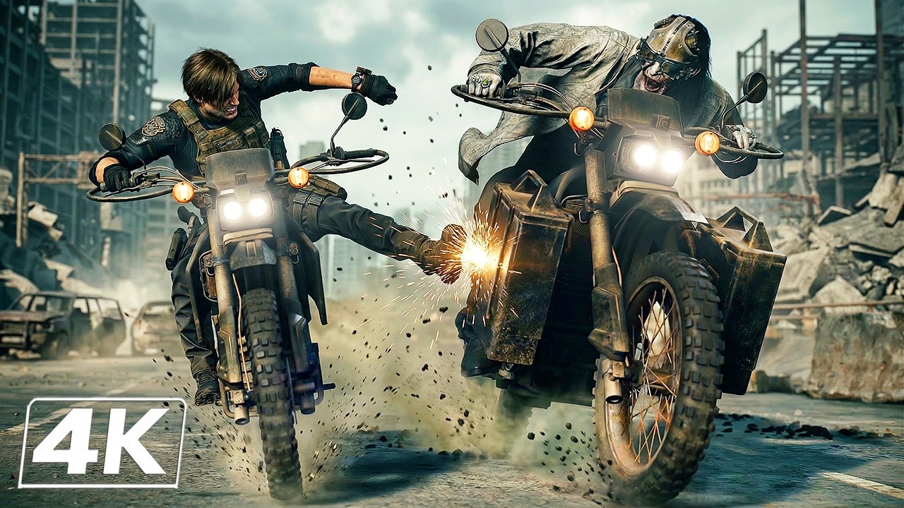 Leon vs Victor INSANE Movie Like Bike Chase Boss Fight (2026) 4K - RESIDENT EVIL 9 Requiem