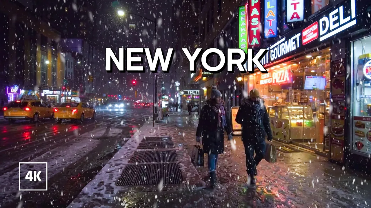 ❄️ Light Snow in New York, Walking tour NYC