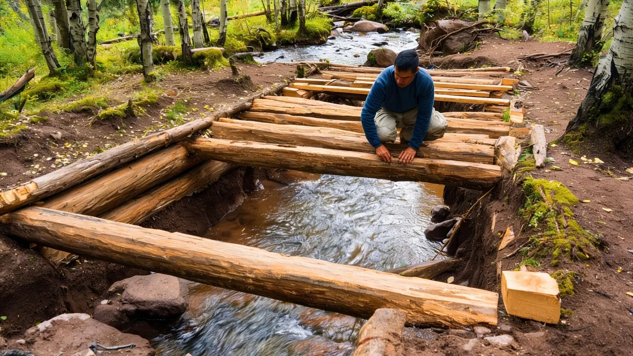 Man Builds DIY Log Cabin By The River In The Forest | Start To Finish By ‪@Theonewhobuilds-kz7tr‬