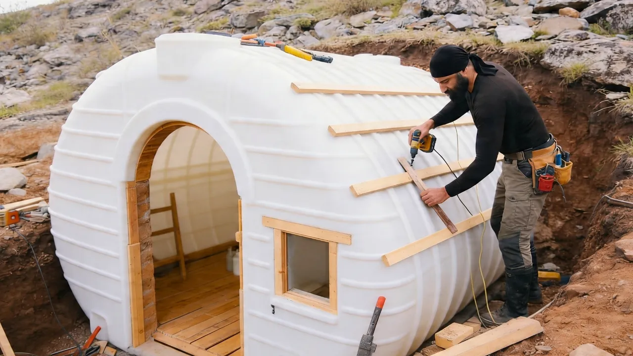 Man Builds HOBBIT HOUSE From a Massive Water Tank | Start to Finish by ‪@rampewild.‬