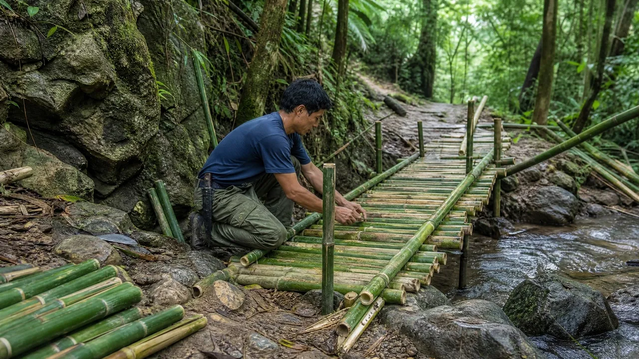 Man Builds INCREDIBLE BAMBOO SHELTERS in Dangerous Rainforest | By ‪@tarzanasian-bushcraft8299‬