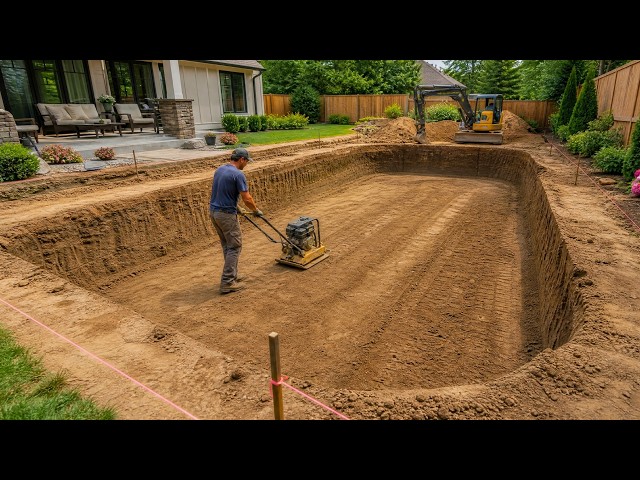 Man Builds Stunning SWIMMING POOL In His Backyard | Start To Finish By @EricLeCarreleur