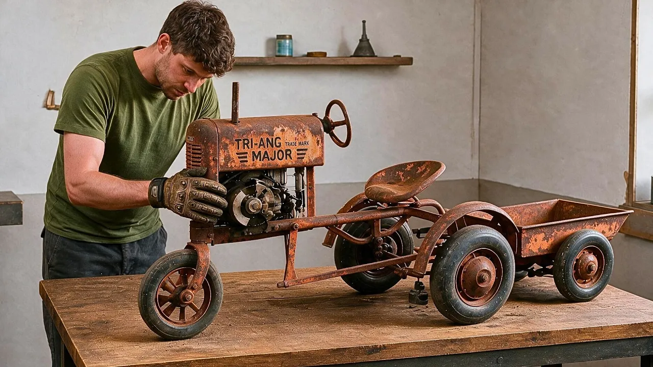 Man Restores Rusty 1950s Pedal Tractor Back To Life | Start To Finish By ‪@RestoreIt‬