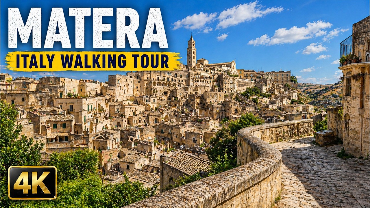 Matera, Italy 🇮🇹 The City of Caves Walking Tour | UNESCO Sassi & Cathedral | 4K60fps