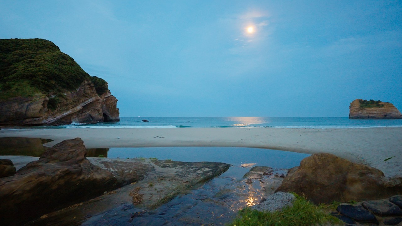 Moonlight and Gentle Waves on Elephant Rock Beach | Tanegashima, Japan