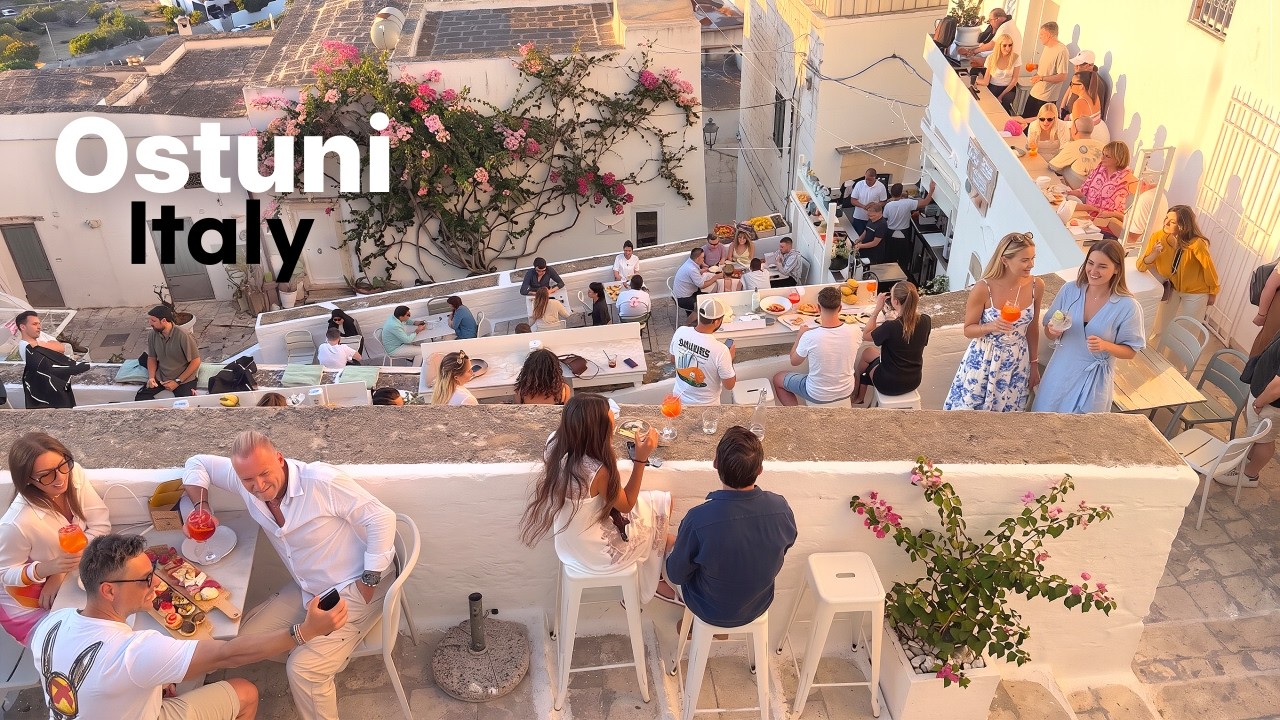 🇮🇹 Ostuni Sunset Walk 4K | Italy's Picturesque White City. 💐🌅
