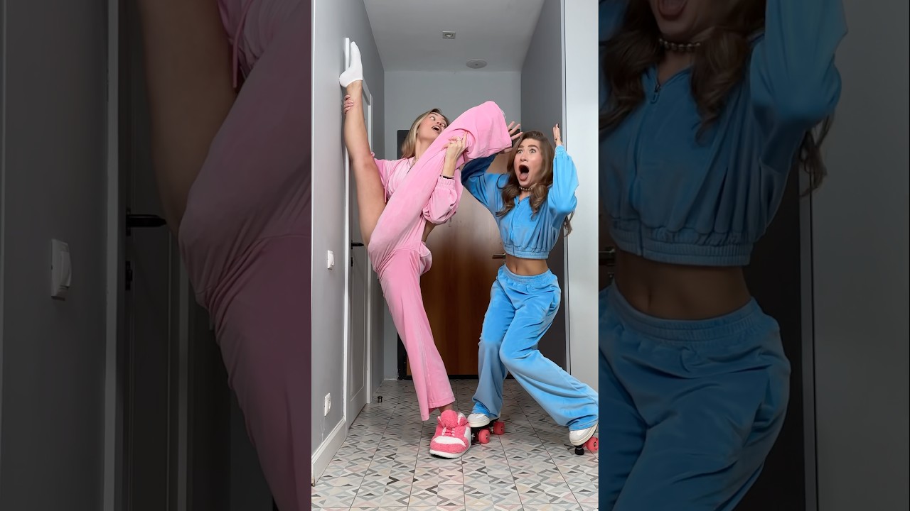 POV: twins🩷💙 Rate her reaction 1-10😂🛼