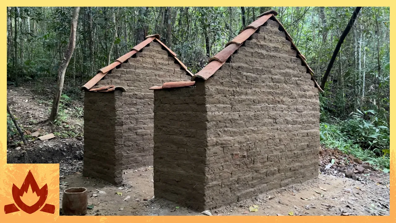 Primitive Technology | Building Walls with Fired Bricks and Mud Mortar