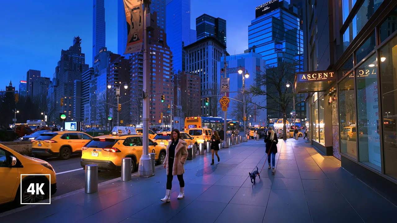 Relaxing Night Walk in NEW YORK CITY 🌃 8th Avenue, MANHATTAN Tour NYC