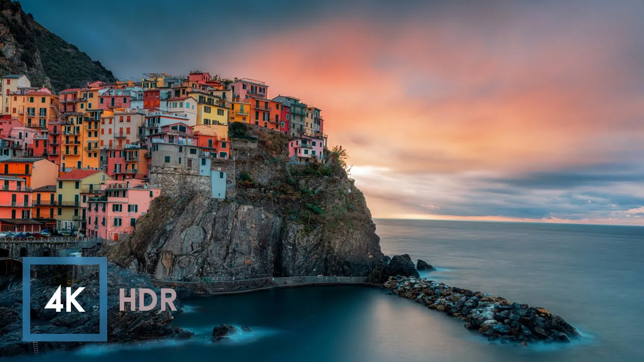 Relaxing Sea Sounds in Manarola Italy Cliffside | 4K HDR Cinque Terre