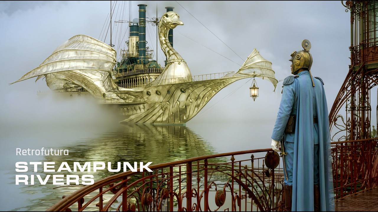 Riverboats at The Gates of Dawn: A Steampunk Journey | AI 4K — Retrofutura