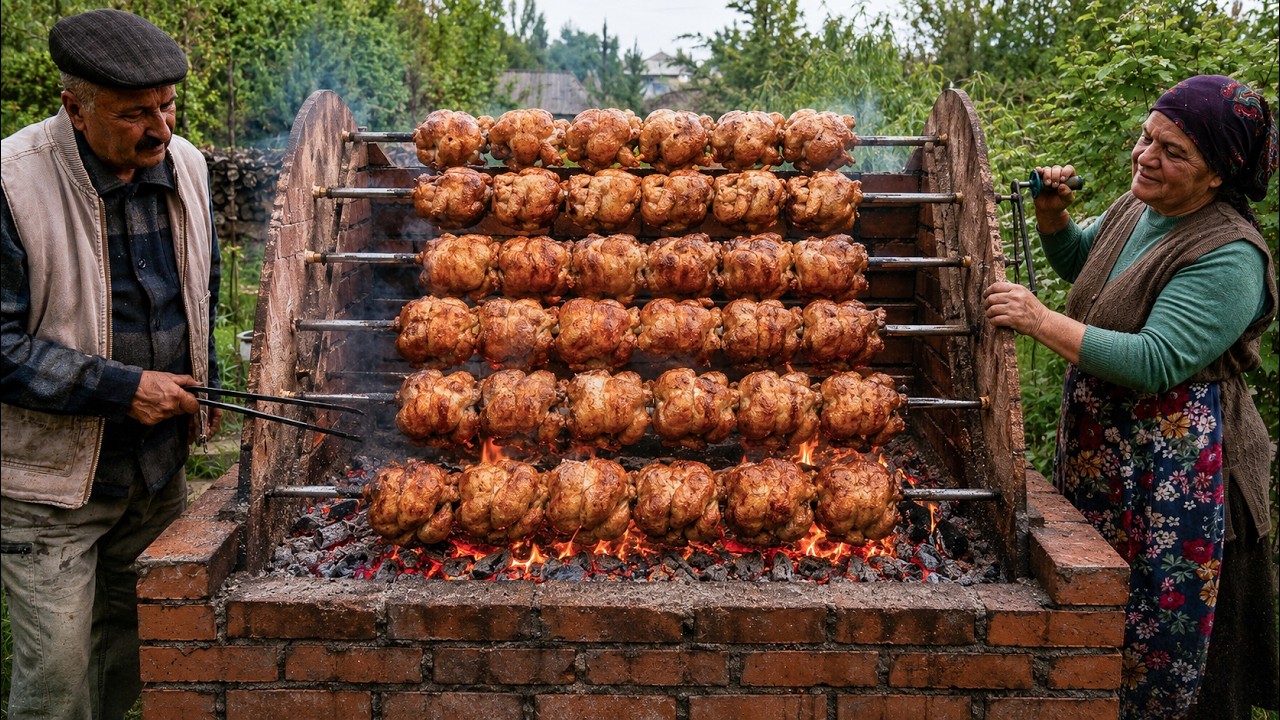 Slow Roasted Whole Chickens Over Hot Coals 🔥🌿