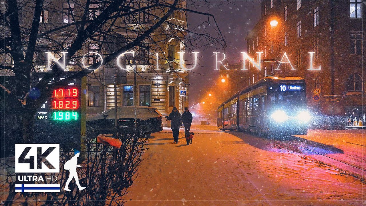 Snowfall Walk in Central Helsinki, Finland 2026 - Slow TV 4K