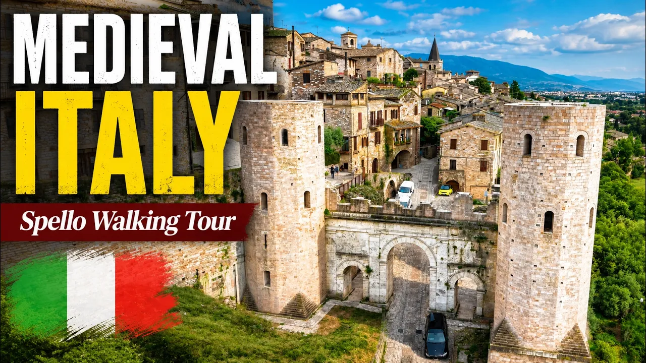 Spello, Italy 🇮🇹 4K Walking Tour — Umbria's Hidden Flower Town | 60fps with Captions