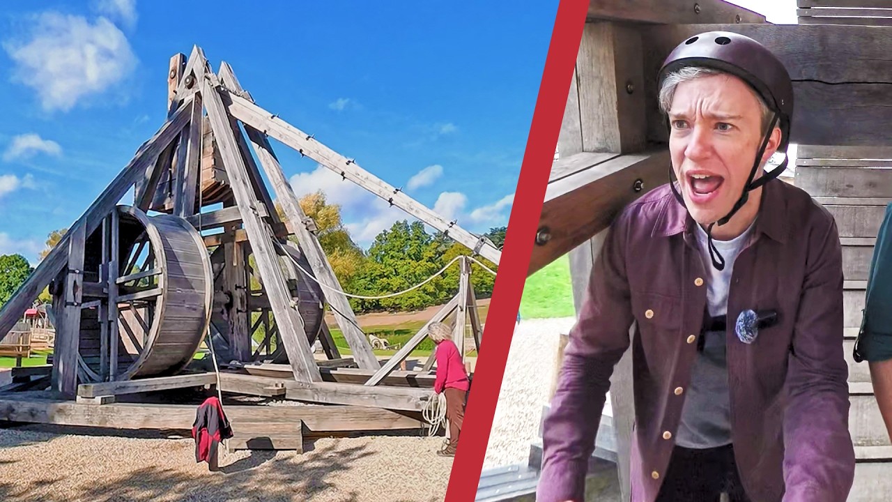 To help fire this trebuchet, I climbed inside it