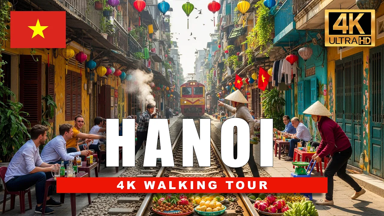 🇻🇳 Vietnam 4K Walking Tour | Hanoi & Hoi An 🌴 Lantern Festival, Train Street, and Night Markets
